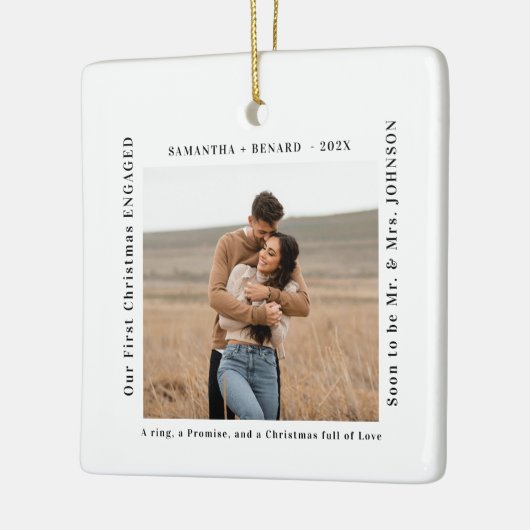 First Christmas Engaged  Couples Photo Keramisch Ornament (Links)