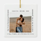 First Christmas Engaged  Couples Photo Keramisch Ornament (Achterkant)