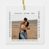 First Christmas Engaged  Couples Photo Keramisch Ornament (Voorkant)
