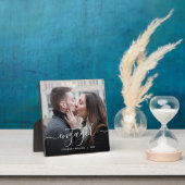 First Christmas Engaged Custom Photo White Script Fotoplaat (Insitu)