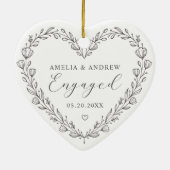 First Christmas Engaged Floral Botanical Wreath Keramisch Ornament (Achterkant)