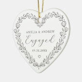 First Christmas Engaged Floral Botanical Wreath Keramisch Ornament (Links)