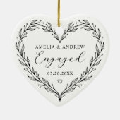 First Christmas Engaged Floral Botanical Wreath Keramisch Ornament (Achterkant)