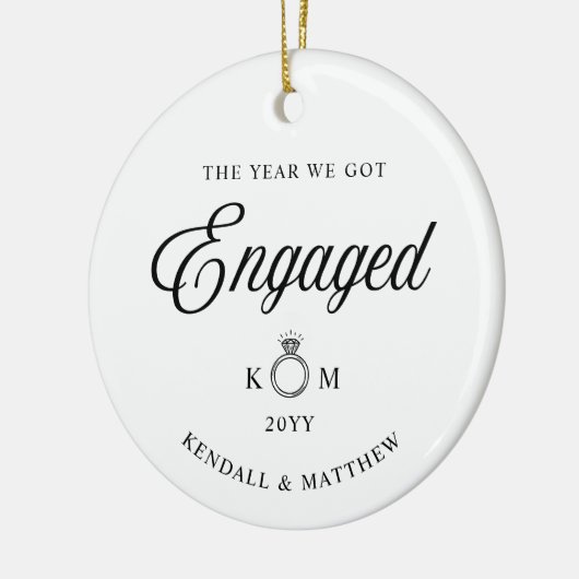 First Christmas Engaged Hanging Decoration Keramisch Ornament (Links)