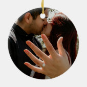 First Christmas Engaged Hanging Decoration Keramisch Ornament (Achterkant)