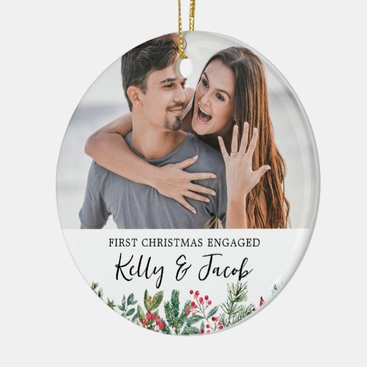 First Christmas Engaged Keepsake Gift Bauble Keramisch Ornament (Links)