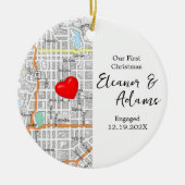 First Christmas Engaged Map Keepsake Gift Keramisch Ornament (Voorkant)