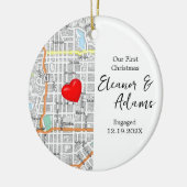First Christmas Engaged Map Keepsake Gift Keramisch Ornament (Links)