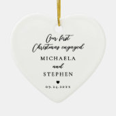 First Christmas Engaged Modern Minimalist Photo Keramisch Ornament (Voorkant)