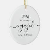 First Christmas Engaged Photo Ceramic Ornament (Rechts)