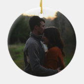 First Christmas Engaged Photo Ceramic Ornament (Achterkant)