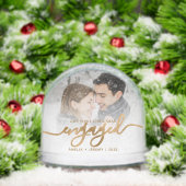 First Christmas Engaged Photo Gold Script Sneeuwbol (Kerstmis)