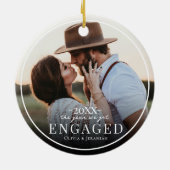 First Christmas Engaged Photo Keramisch Ornament (Achterkant)