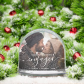 First Christmas Engaged Photo White Script Sneeuwbol (Kerstmis)