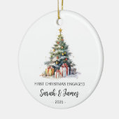First Christmas Engaged Watercolor Chirstmas Tree Keramisch Ornament (Links)
