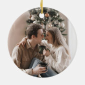 First Christmas Engaged Watercolor Chirstmas Tree Keramisch Ornament (Achterkant)