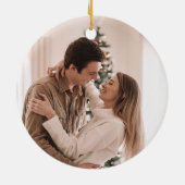 First Christmas Engaged Watercolor Christmas Tree Keramisch Ornament (Achterkant)