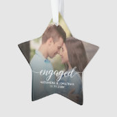 First Christmas Engaged White overlay Custom Photo Ornament (voorkant)