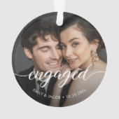 First Christmas Engaged White overlay Custom Photo Ornament (achterkant)