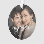 First Christmas Engaged White overlay Custom Photo Ornament (voorkant)