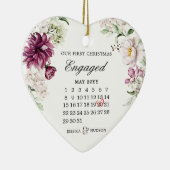 First Christmas Engaged With Calendar Floral Keramisch Ornament (Rechts)