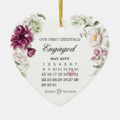 First Christmas Engaged With Calendar Floral Keramisch Ornament (Voorkant)
