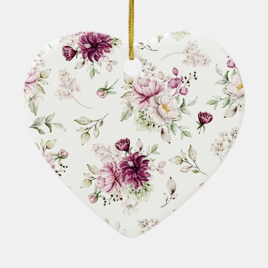 First Christmas Engaged With Calendar Floral Keramisch Ornament (Achterkant)