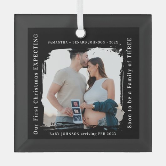 First Christmas Expecting Pregnancy Announcement  Glas Ornament (Voorkant)