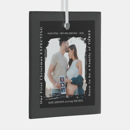 First Christmas Expecting Pregnancy Announcement  Glas Ornament (Voorkant Rechts)