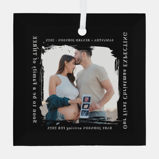 First Christmas Expecting Pregnancy Announcement  Glas Ornament (Achterkant)