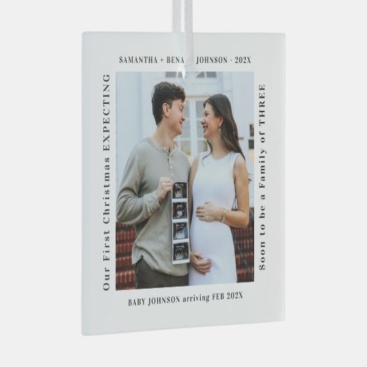 First Christmas Expecting Pregnancy Announcement Glas Ornament (Voorkant Rechts)