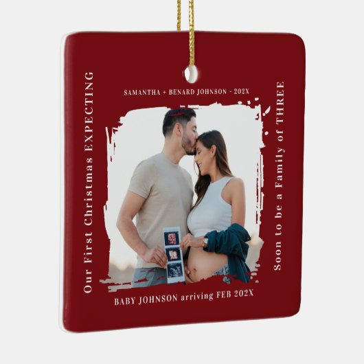 First Christmas Expecting Pregnancy Announcement  Keramisch Ornament (Rechts)