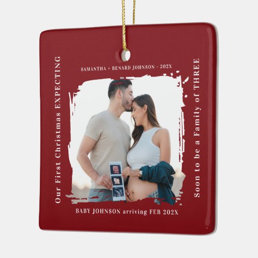 First Christmas Expecting Pregnancy Announcement  Keramisch Ornament (Links)