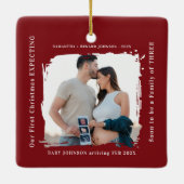First Christmas Expecting Pregnancy Announcement  Keramisch Ornament (Achterkant)
