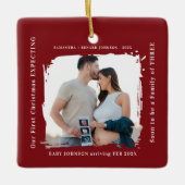 First Christmas Expecting Pregnancy Announcement  Keramisch Ornament (Voorkant)