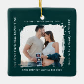 First Christmas Expecting Pregnancy Announcement  Keramisch Ornament (Voorkant)