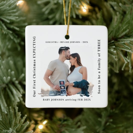 First Christmas Expecting Pregnancy Announcement  Keramisch Ornament (Boom)
