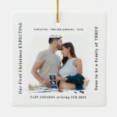 First Christmas Expecting Pregnancy Announcement  Keramisch Ornament (Achterkant)