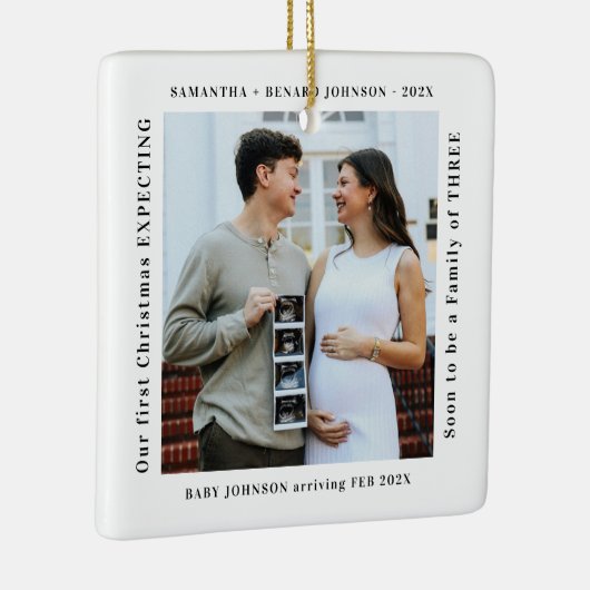 First Christmas Expecting Pregnancy Announcement Keramisch Ornament (Rechts)