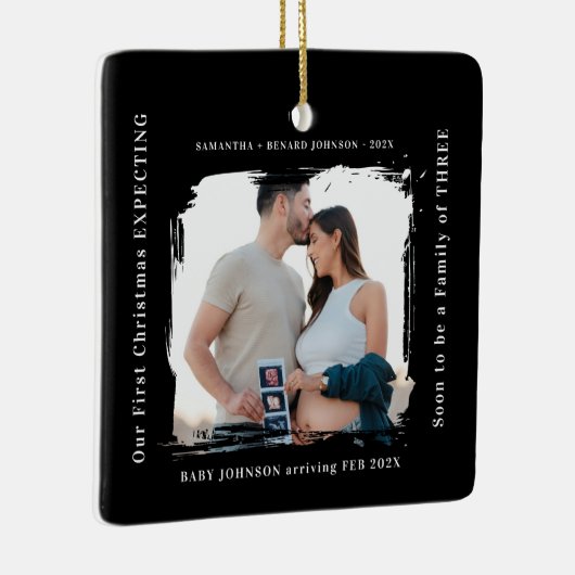 First Christmas Expecting Pregnancy Announcement Keramisch Ornament (Rechts)