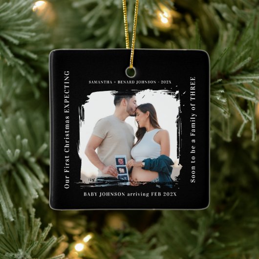 First Christmas Expecting Pregnancy Announcement  Keramisch Ornament (Boom)
