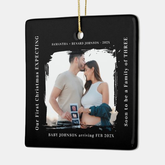First Christmas Expecting Pregnancy Announcement  Keramisch Ornament (Links)