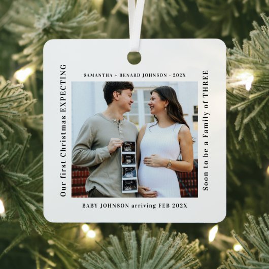 First Christmas Expecting Pregnancy Announcement Metalen Ornament (Insitu)