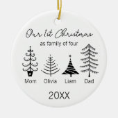 First Christmas Family of four Modern Tree Keramisch Ornament (Voorkant)