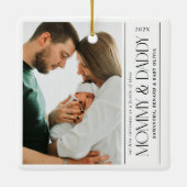 First Christmas Family of Three Mommy  Daddy Photo Keramisch Ornament (Achterkant)