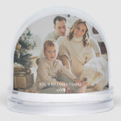 First Christmas Family Photo Script Minimal Name Sneeuwbol (Voorkant)
