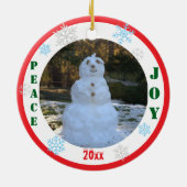 First Christmas Girl Pink Name PHOTO Keramisch Ornament (Achterkant)