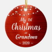 First Christmas Grandma String Lights Foto Keramisch Ornament (Voorkant)