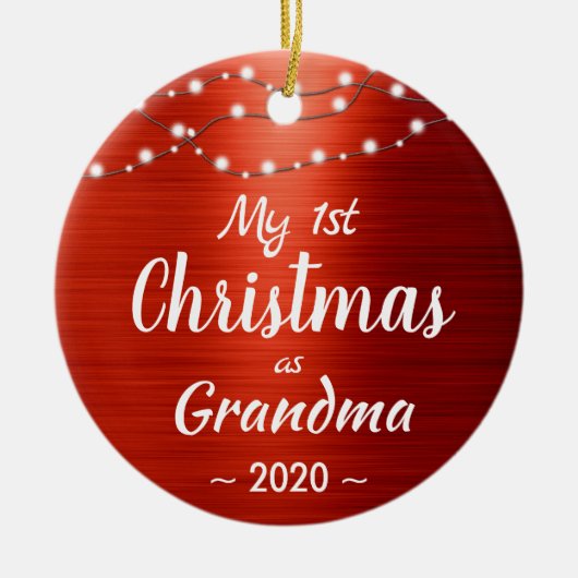 First Christmas Grandma String Lights Foto Keramisch Ornament (Voorkant)