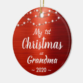 First Christmas Grandma String Lights Foto Keramisch Ornament (Links)